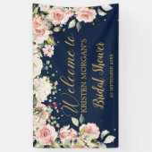 Boho blush roze bloemengroen marine vrijgezellenfe spandoek (Verticaal)