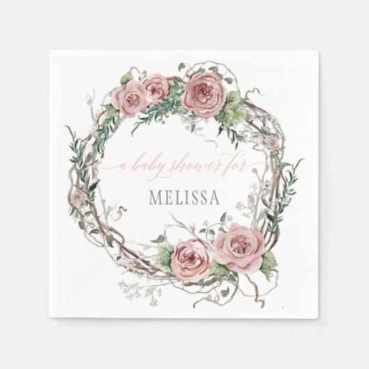 BOHO Blush Roze Bloemenkind Shower Servet (Voorkant)