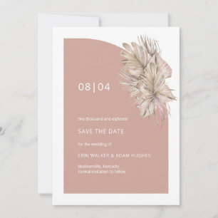 Boho Blush Roze Bloemenkleuren Monogram Halve Boog Save The Date
