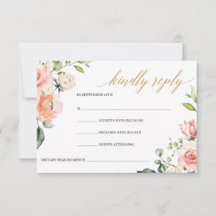 Boho Blush Roze Bloemenrozen Gouden Geometrisch  RSVP Kaartje