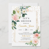 Boho blush roze bloemig en goud geometrische bruid kaart (Voorkant)