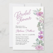 Boho Blush Roze Bloemige Bruidsfeest Kaart (Voorkant)