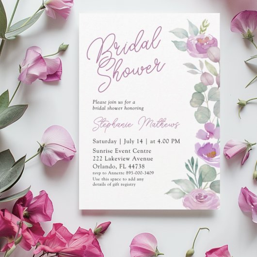 Boho Blush Roze Bloemige Bruidsfeest Kaart