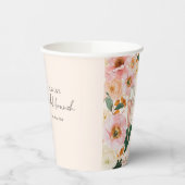 Boho Blush Roze Bloemige Champagne Bruids Brunch Papieren Bekers (Links)
