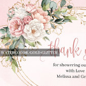 Boho Blush Roze Bloemige Groene Dankkaart Bedankkaart