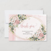 Boho Blush Roze Bloemige Groene Dankkaart Bedankkaart (Voorkant)