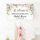 Boho blush roze bloemige rozen gouden vrijgezellen spandoek (Insitu)