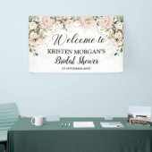 Boho blush roze bloemige rozen gouden vrijgezellen spandoek (Beurs)