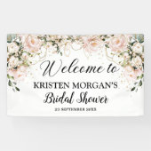 Boho blush roze bloemige rozen gouden vrijgezellen spandoek (Horizontaal)