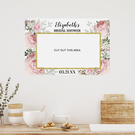 Boho Blush Roze Bloemstuk Fotohokje Frame Prop Poster (Keuken)