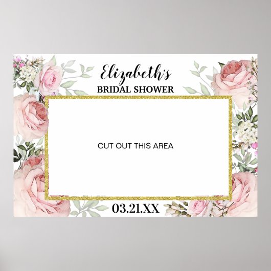 Boho Blush Roze Bloemstuk Fotohouderset Frame Prop Poster (Voorkant)