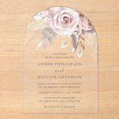 Boho Blush Roze Boog Bruiloft Acryl Uitnodigingen (Voorkant)