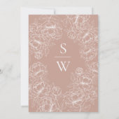 Boho Blush Roze Botanische Bloemen Moderne Huwelij Kaart (Achterkant)