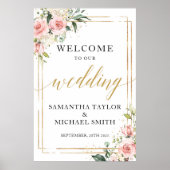 Boho blush roze bruiloft welkomstteken poster (Voorkant)