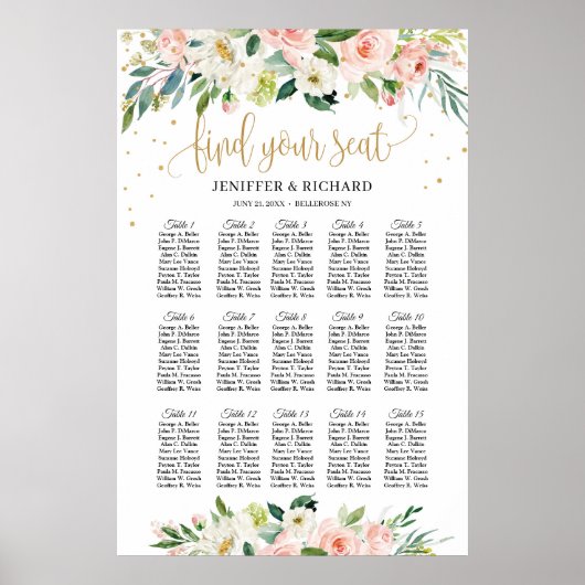 Boho blush roze bruinrode bruiloft-setiket poster (Voorkant)