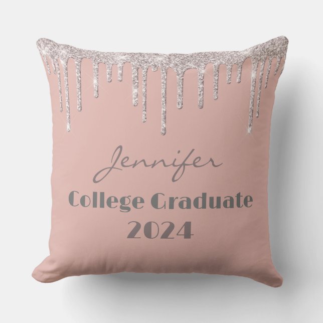 Boho Blush Roze College Afstuderen Sierkussen (Voorkant)