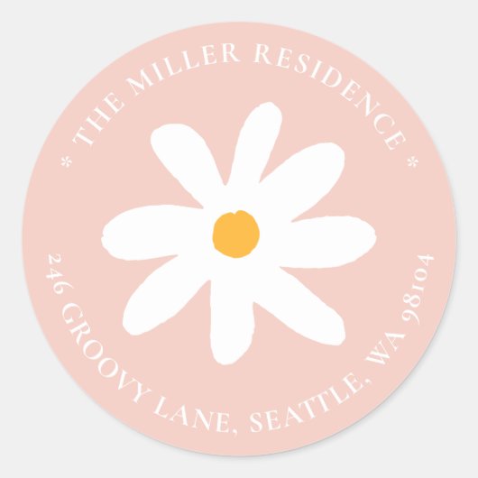 Boho Blush Roze Daisy Bloemen Retouradres Label (Voorkant)