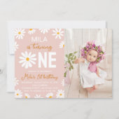 Boho Blush Roze Daisy Verjaardagsuitnodiging Kaart (Voorkant)