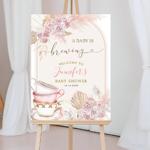 Boho Blush Roze Een Baby is Brouwen Welkomstbord Poster