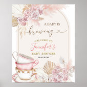 Boho Blush Roze Een Baby is Op Komst Welkom Bord Poster (Voorkant)