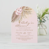 Boho Blush Roze Elegant Bloemen Baby shower Kaart (Staand voorkant)