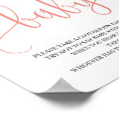 Boho blush roze floral don't say baby sign game poster (Hoek)