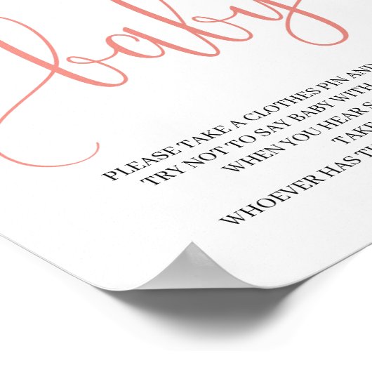 Boho blush roze floral don't say baby sign game poster (Hoek)