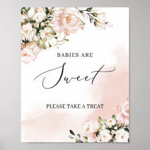 Boho blush roze floral gold Baby's zijn zoet teken Poster