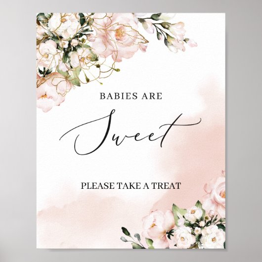 Boho blush roze floral gold Baby's zijn zoet teken Poster (Voorkant)