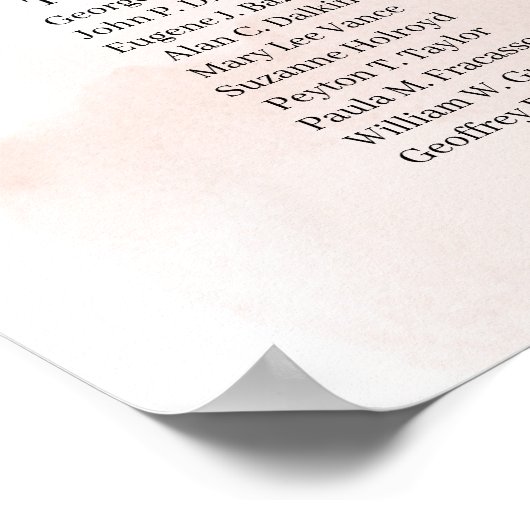 Boho blush roze floral gold bruiloft Seating chart Poster (Hoek)