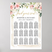 Boho blush roze floral gold bruiloft Seating chart Poster (Voorkant)