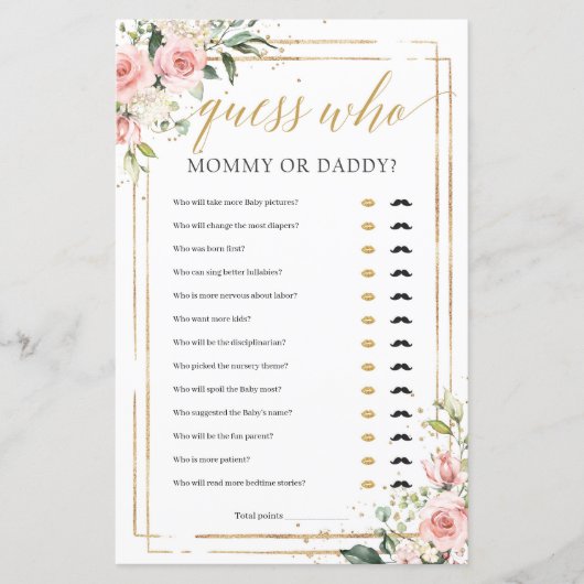 Boho blush roze floral gold mams of papa game (Voorkant)