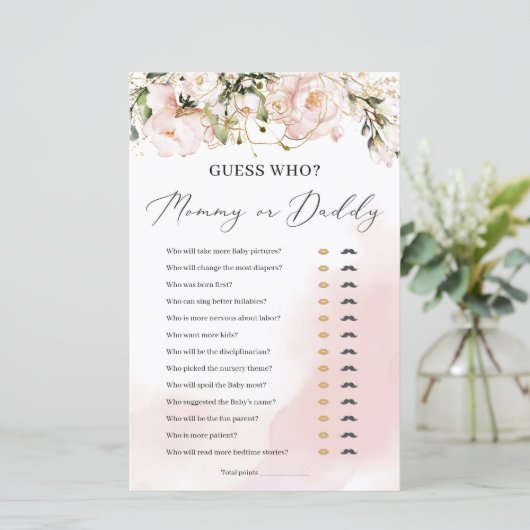 Boho blush roze floral gold mams of papa game (Staand voorkant)