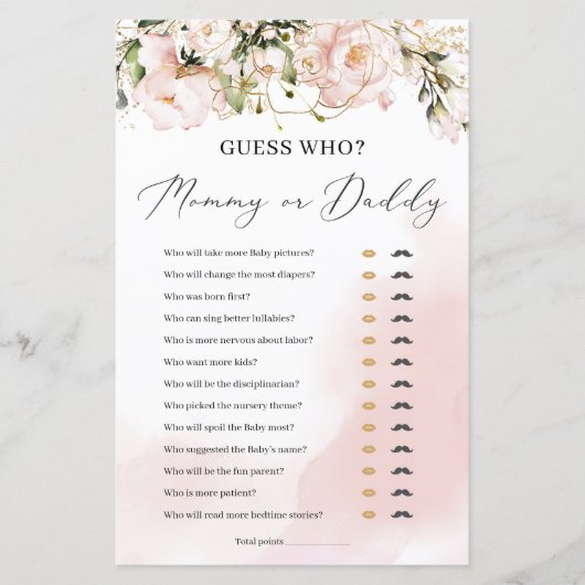 Boho blush roze floral gold mams of papa game (Voorkant)