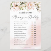 Boho blush roze floral gold mummy or papa game (Voorkant)