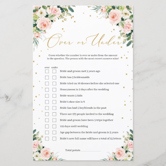 Boho blush roze floral gold over of onder game (Voorkant)