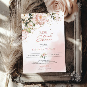 Boho blush roze floral gold rise en shine bruiloft kaart