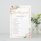 Boho blush roze floral gold voor het gastenspel (Staand voorkant)