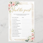 Boho blush roze floral gold voor het gastenspel<br><div class="desc">Boho blush roze floral gold voor de gastwedstrijd,  Contact met me opnemen voor overeenkomende objecten of aanpassingen,  Blush Rozen ©</div>