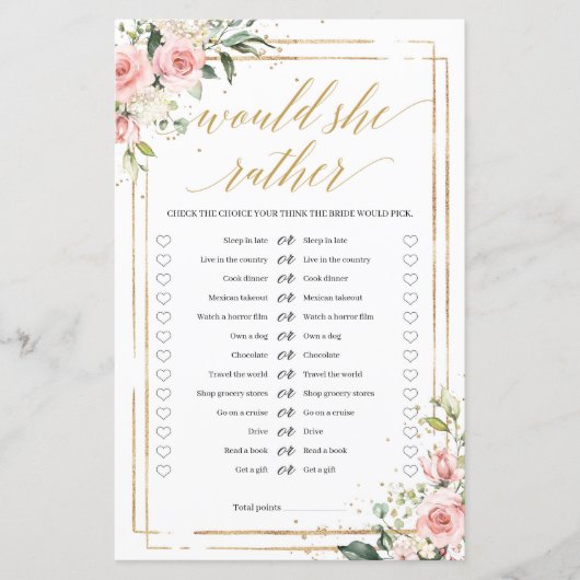 Boho blush roze floral gold wil ze vrij spel (Voorkant)