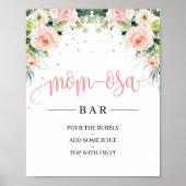 Boho blush roze floral green mamma-osa bar sign poster (Voorkant)