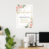 Boho blush roze floral vrijgezellenfeest welkomstt poster (Thuiskantoor)