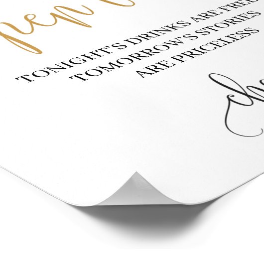 Boho blush roze florale gouden bruiloft open bar b poster (Hoek)