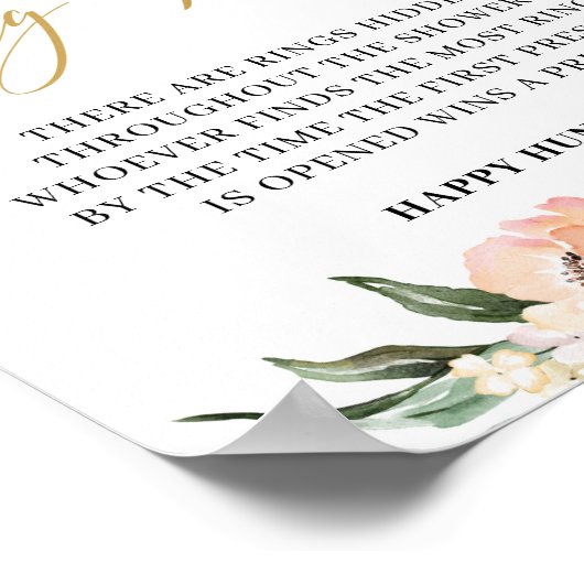 Boho Blush roze florale gouring jachtwedstrijd Poster (Hoek)