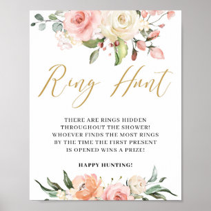 Boho Blush roze florale gouring jachtwedstrijd Poster