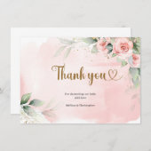 Boho blush roze florale groene eucalyptus gouden o bedankkaart (Voorkant / Achterkant)