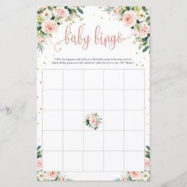 Boho blush roze florongroen gouden baby bingo game