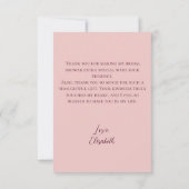 Boho Blush Roze Gedroogde Wilde Bloemen Bruidsfees Bedankkaart (Achterkant)