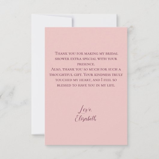 Boho Blush Roze Gedroogde Wilde Bloemen Bruidsfees Bedankkaart (Achterkant)