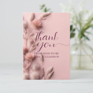 Boho Blush Roze Gedroogde Wilde Bloemen Bruidsfees Bedankkaart